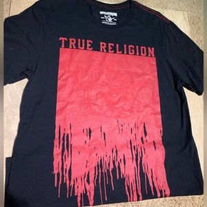 True Religion Black and Red paint drip T-Shirt
